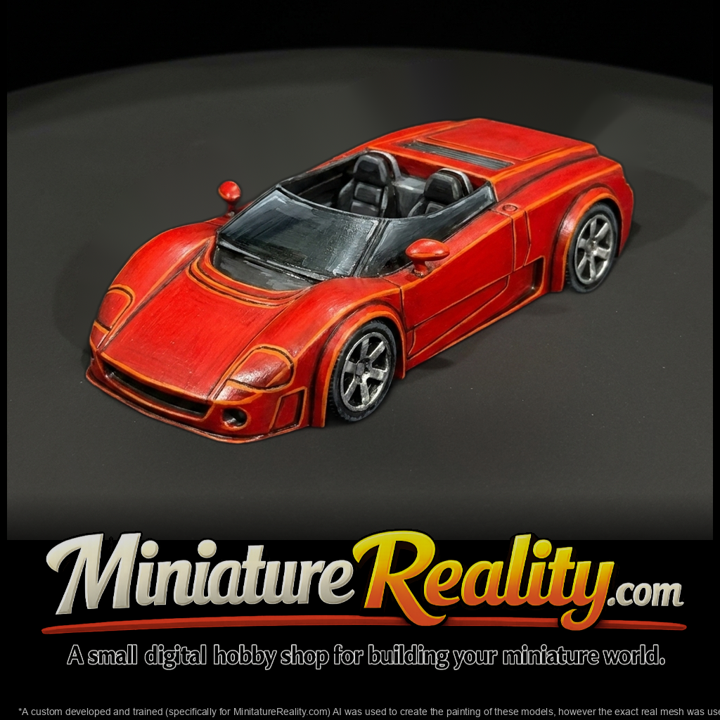 Low-Poly Convertible Supercar - HO 1:87 for Dioramas
