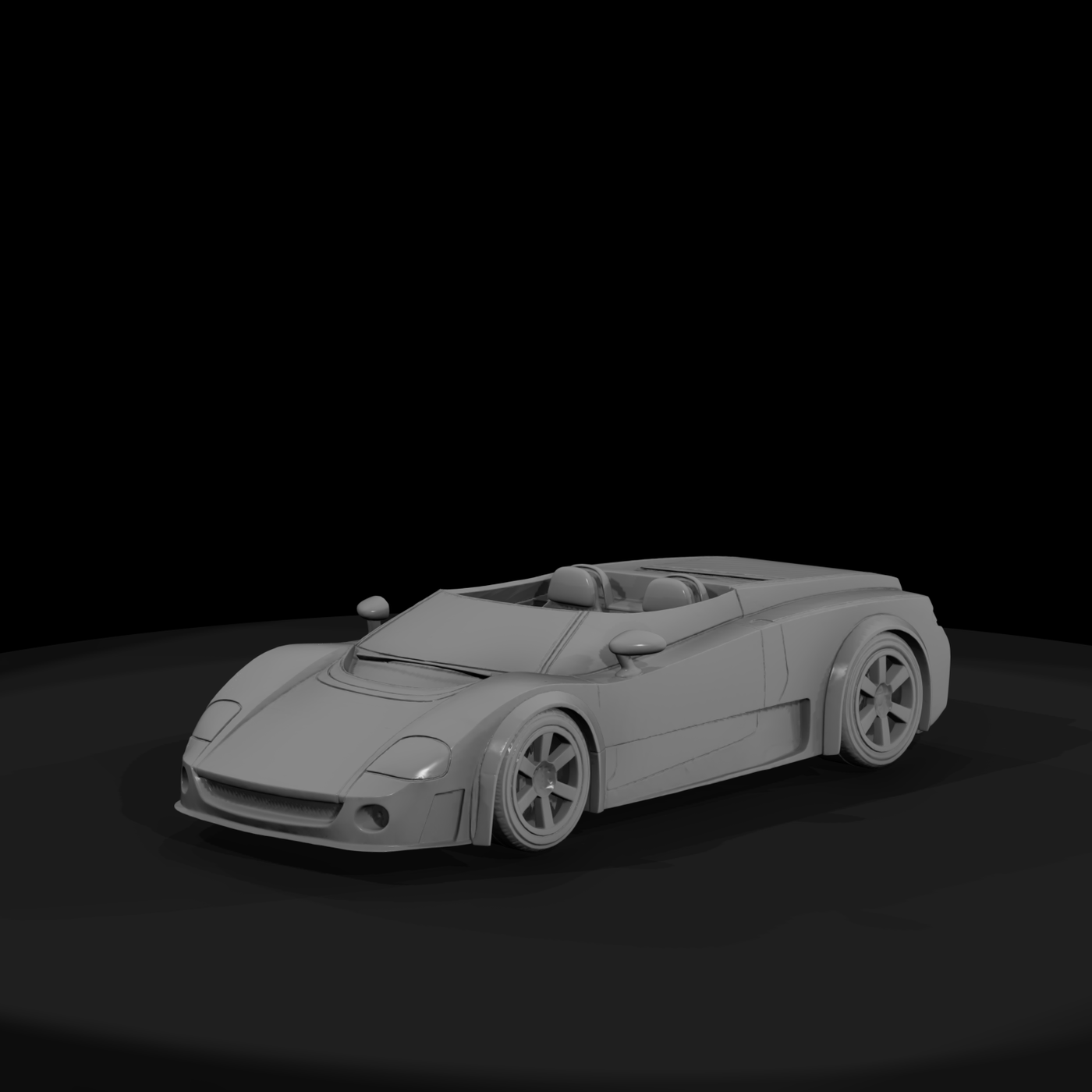 Low-Poly Convertible Supercar - HO 1:87 for Dioramas