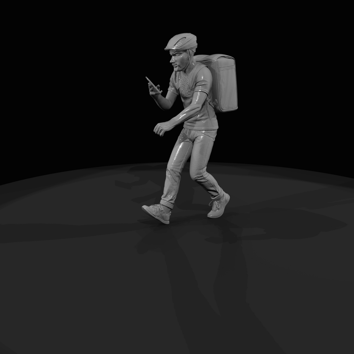 Modern Delivery Worker Figure (2020s) — Food Delivery Cyclist