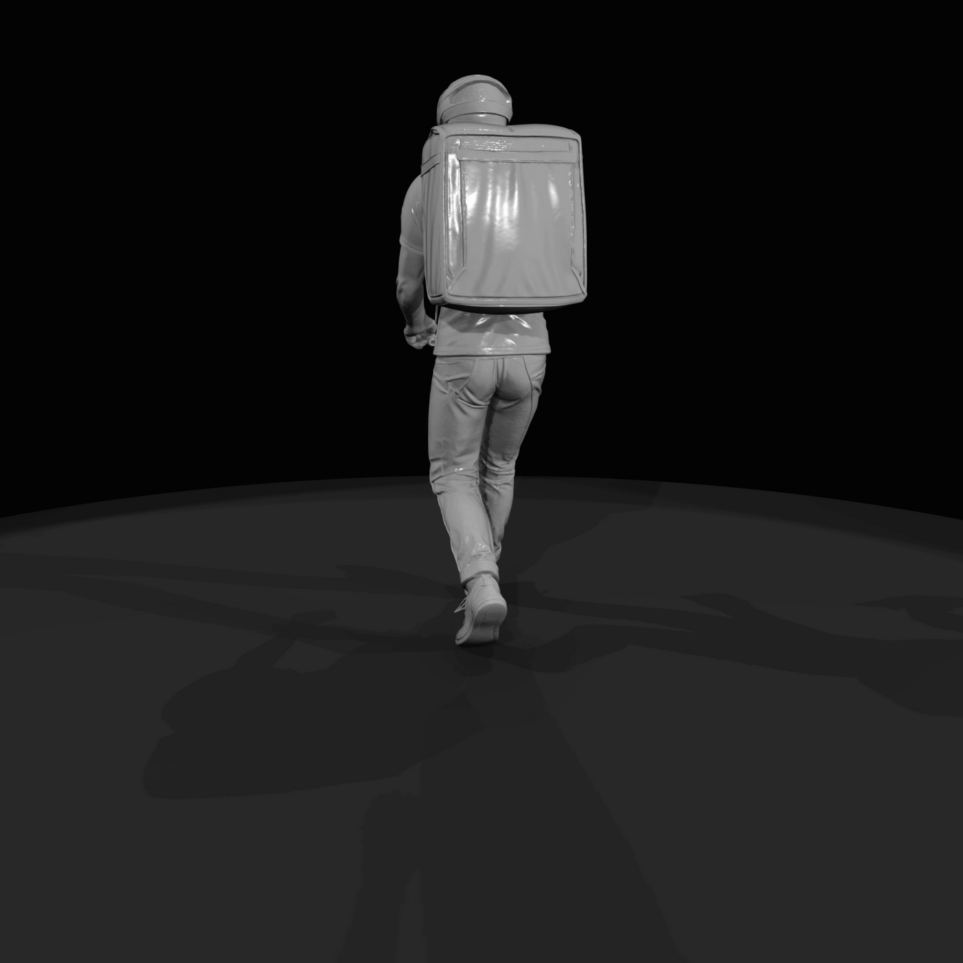 Modern Delivery Worker Figure (2020s) — Food Delivery Cyclist
