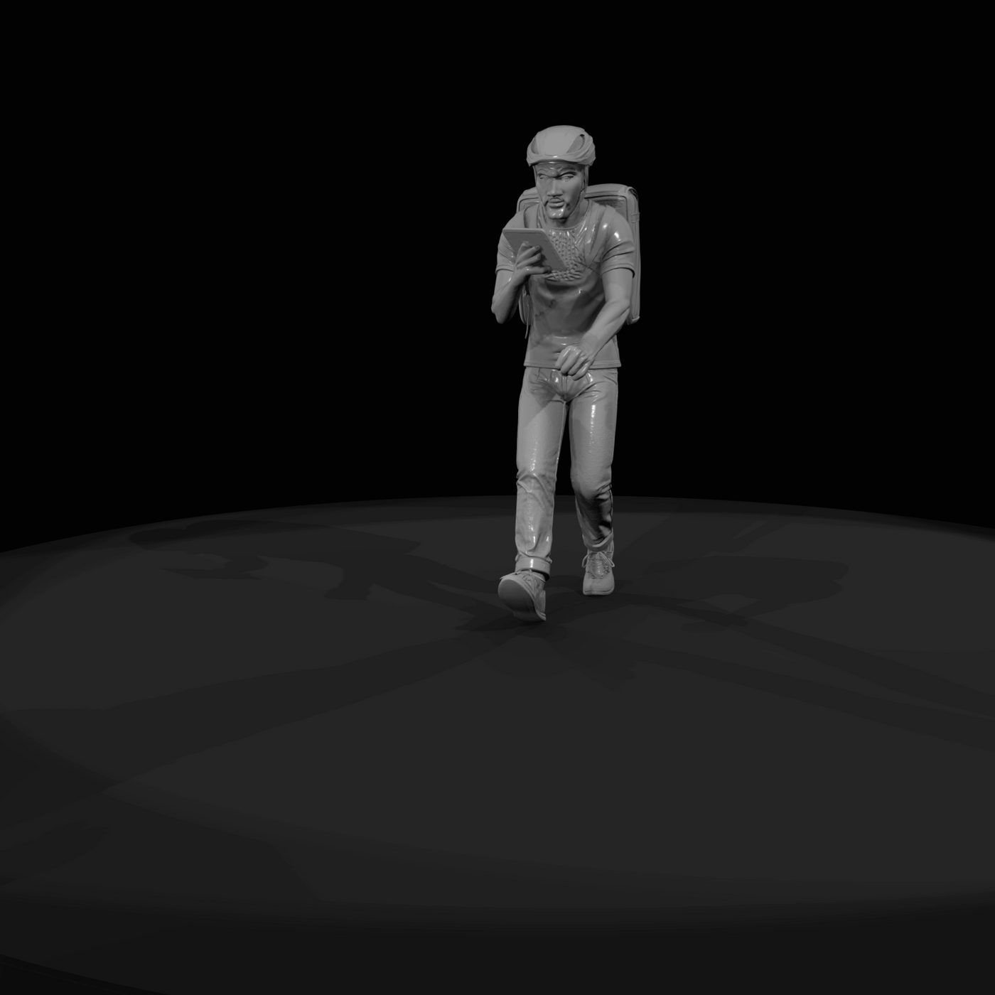 Modern Delivery Worker Figure (2020s) — Food Delivery Cyclist