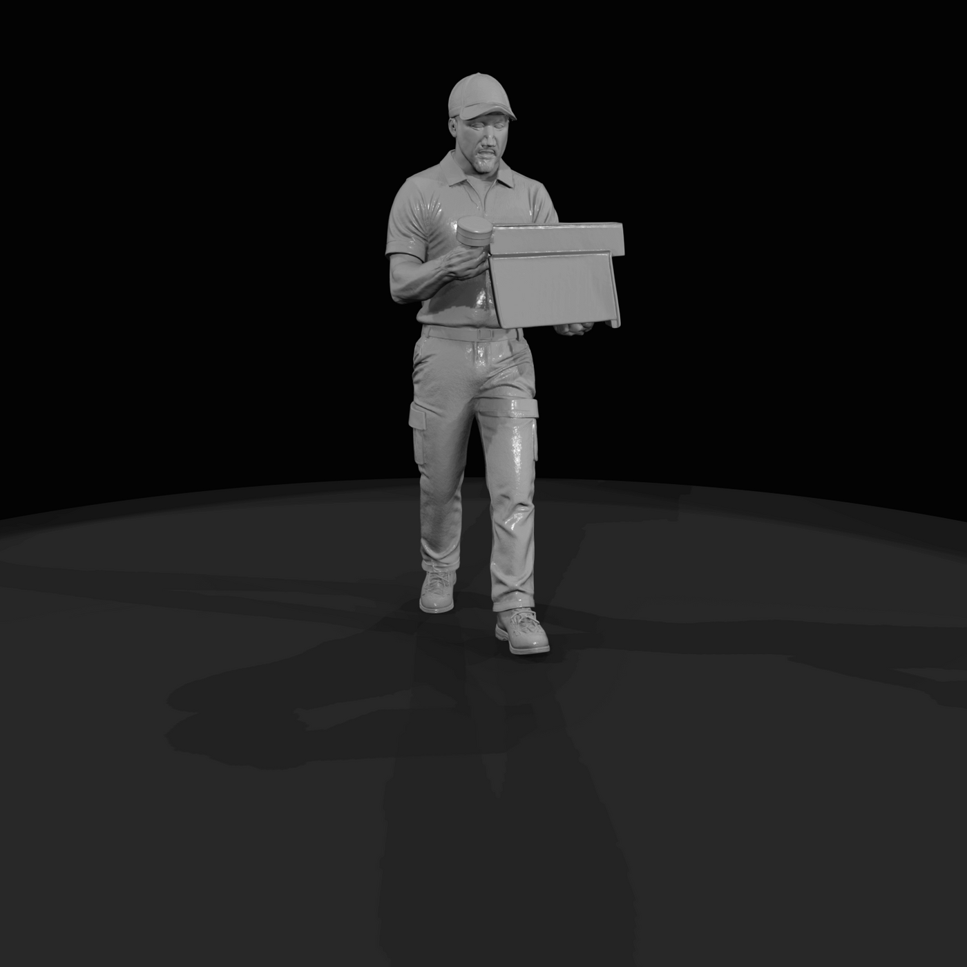 Modern Delivery Worker Figure (2020s) — Package Locker Worker