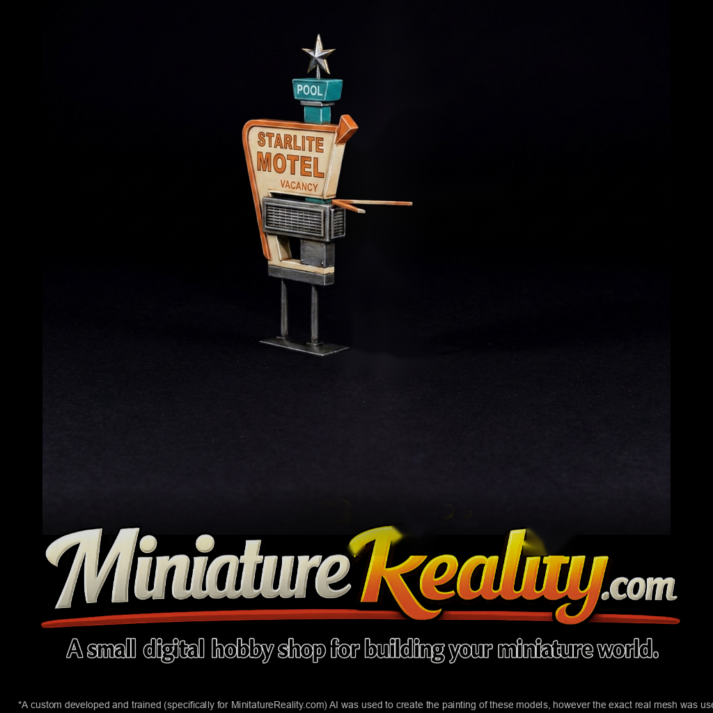 Mid-Century Motel Sign - HO 1:87 Diorama Prop