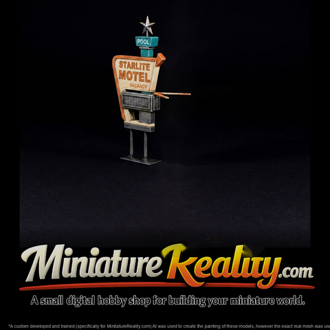 Mid-Century Motel Sign - HO 1:87 Diorama Prop