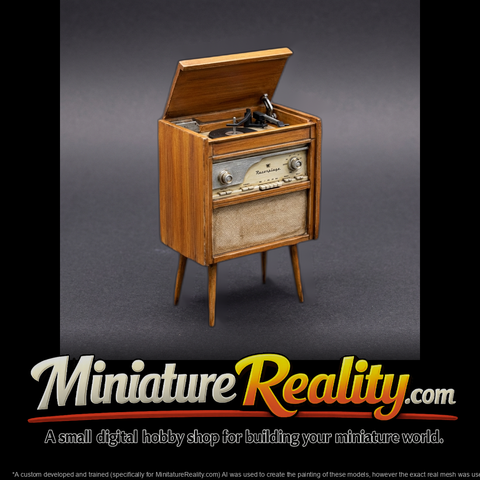 Mid-Century Record Player Console - Diorama Prop