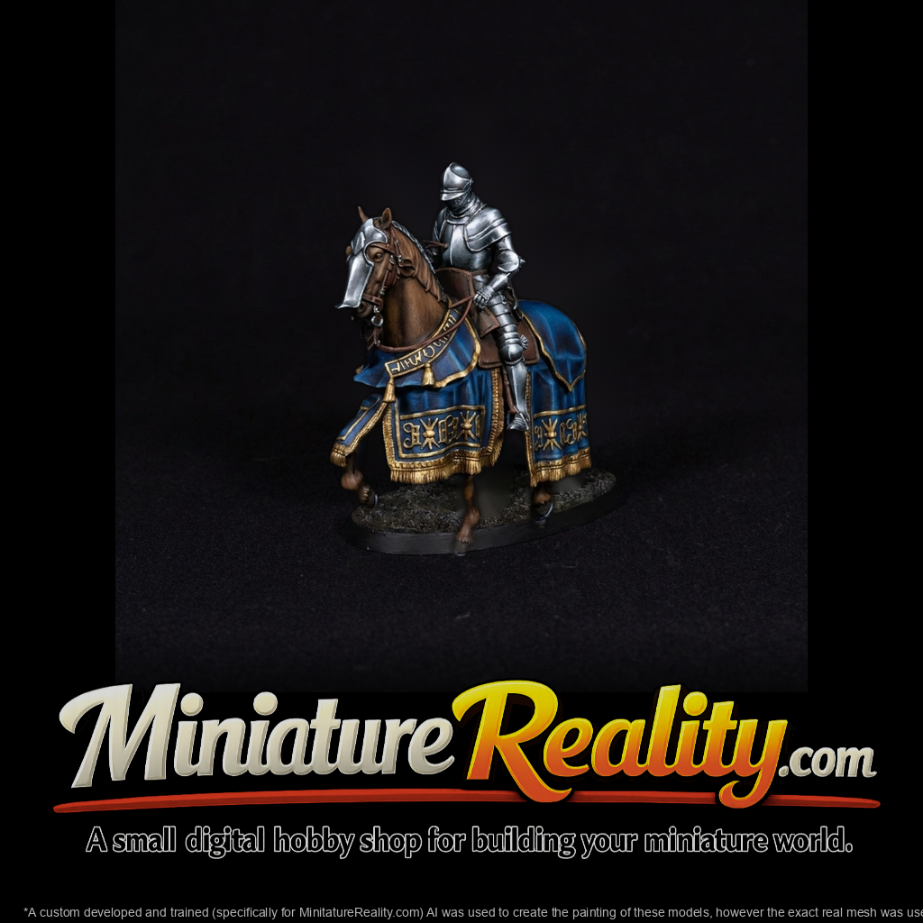 Mounted Medieval Knight on Barded Horse