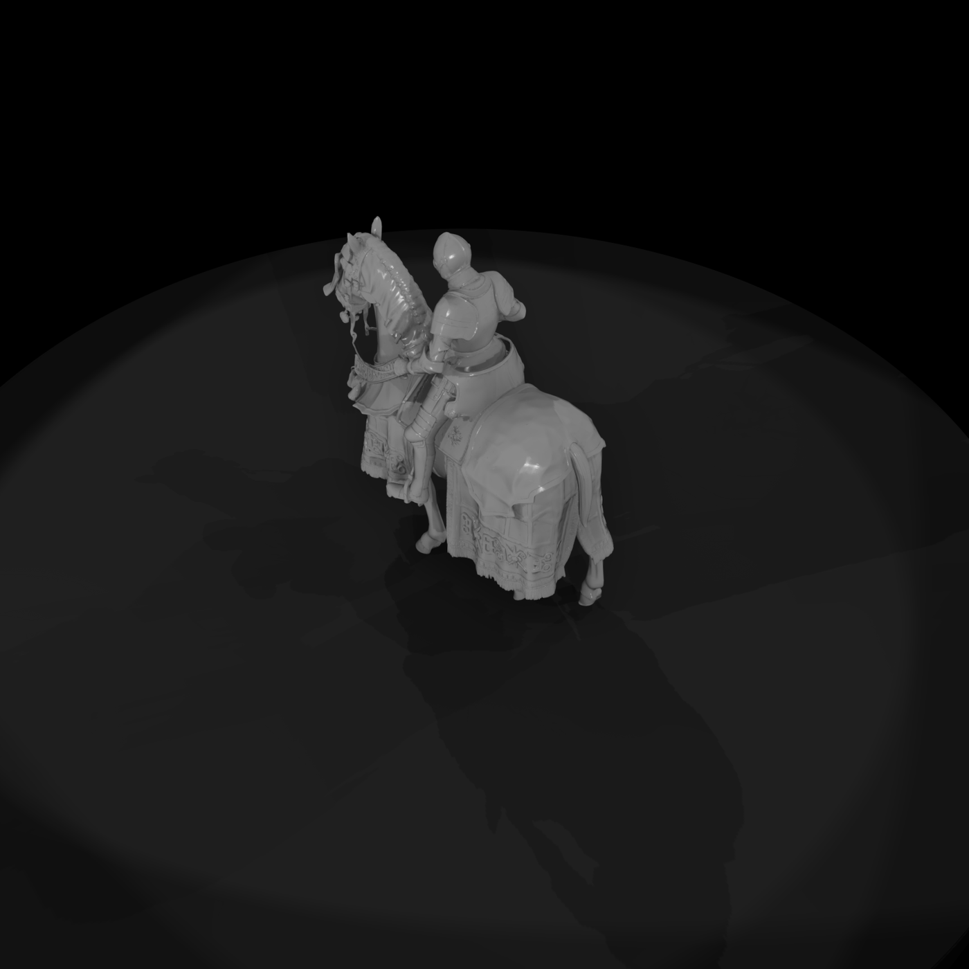 Mounted Medieval Knight on Barded Horse