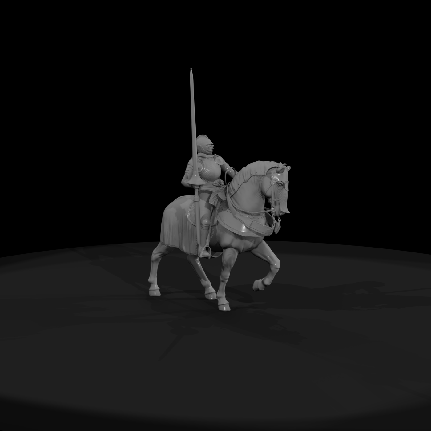 Mounted knight on horse medieval jousting figure
