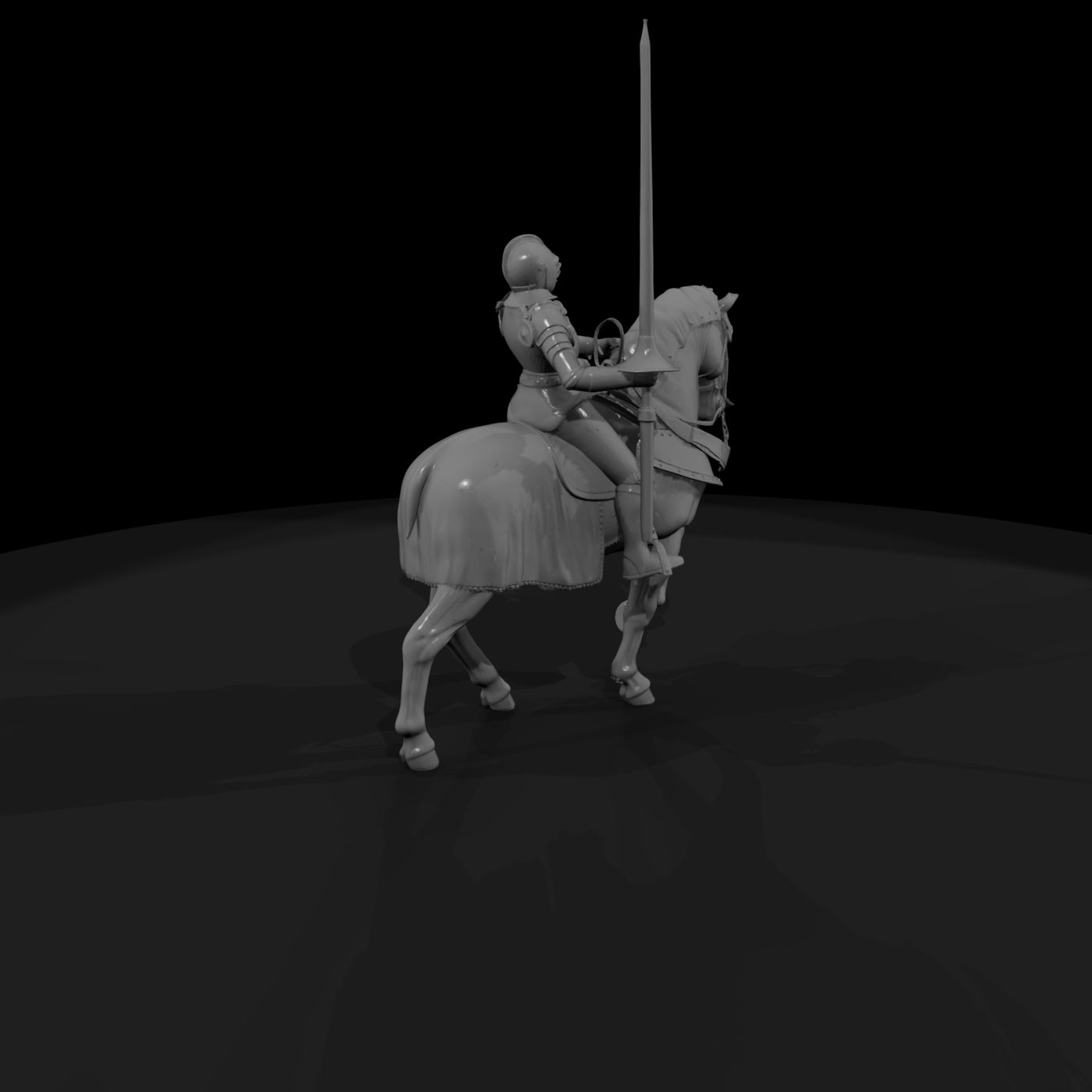 Mounted knight on horse medieval jousting figure