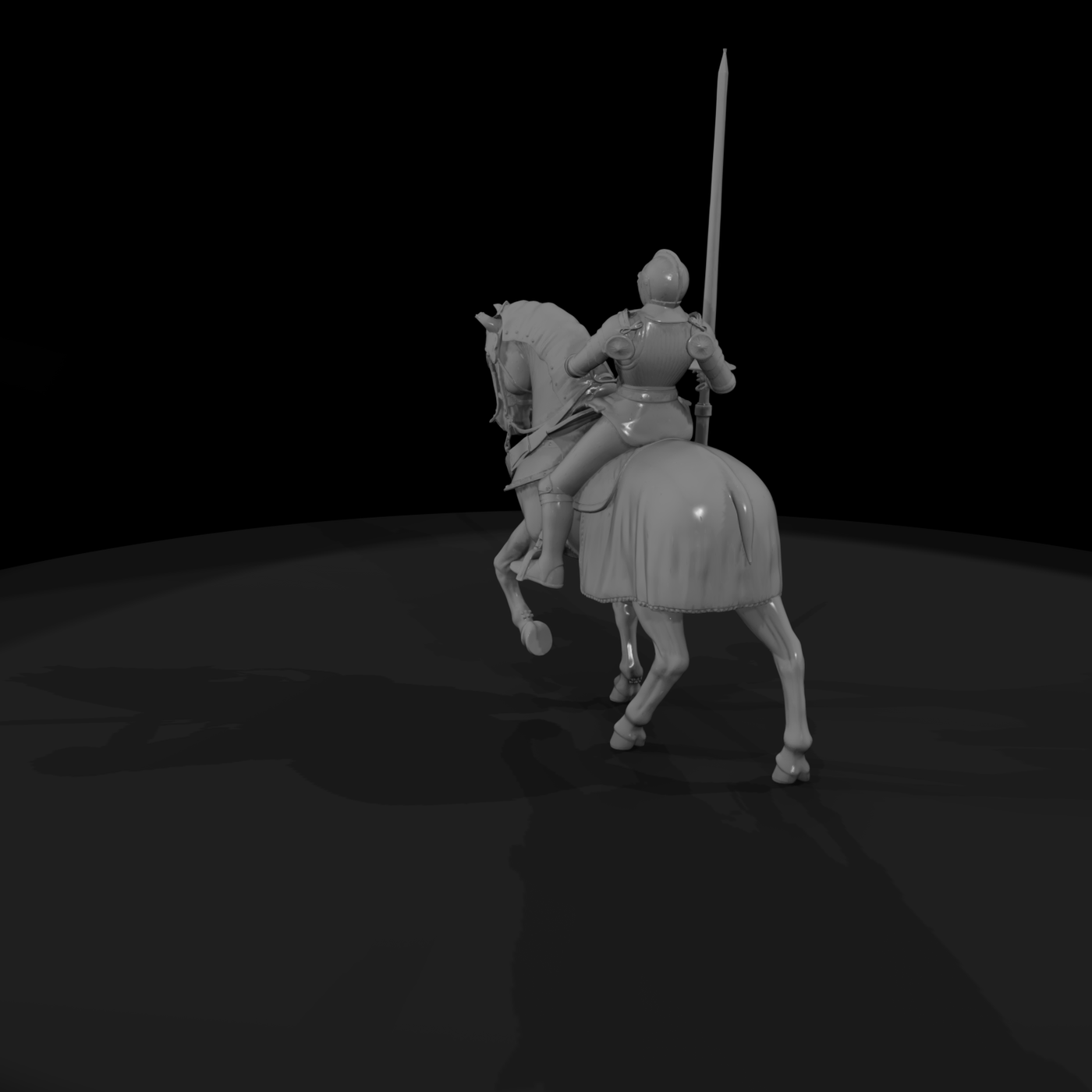 Mounted knight on horse medieval jousting figure