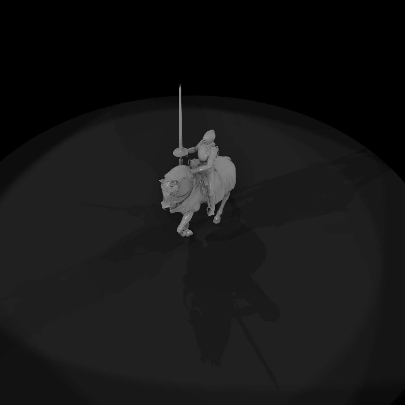 Mounted knight on horse medieval jousting figure