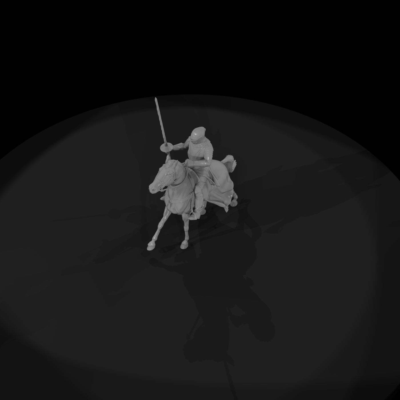 Mounted medieval knight on horse with lance