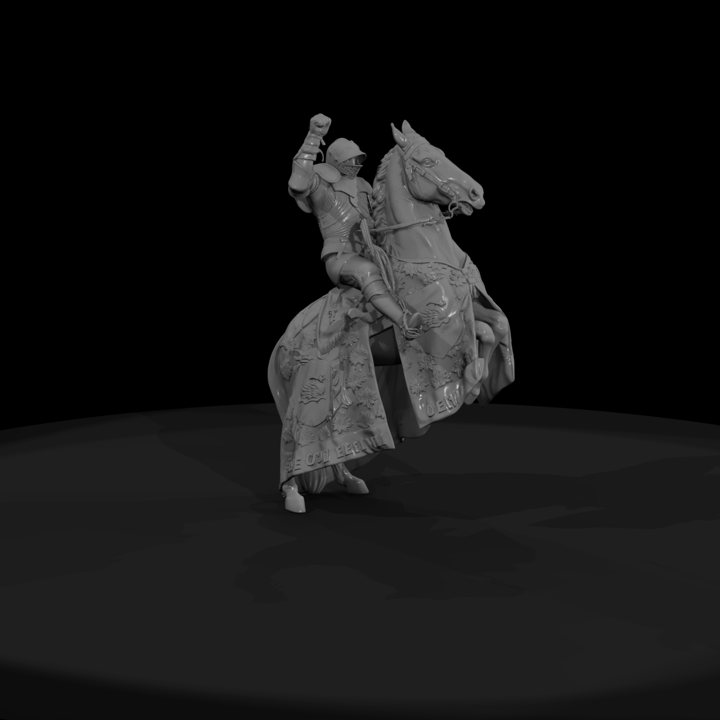 Mounted medieval knight on rearing horse
