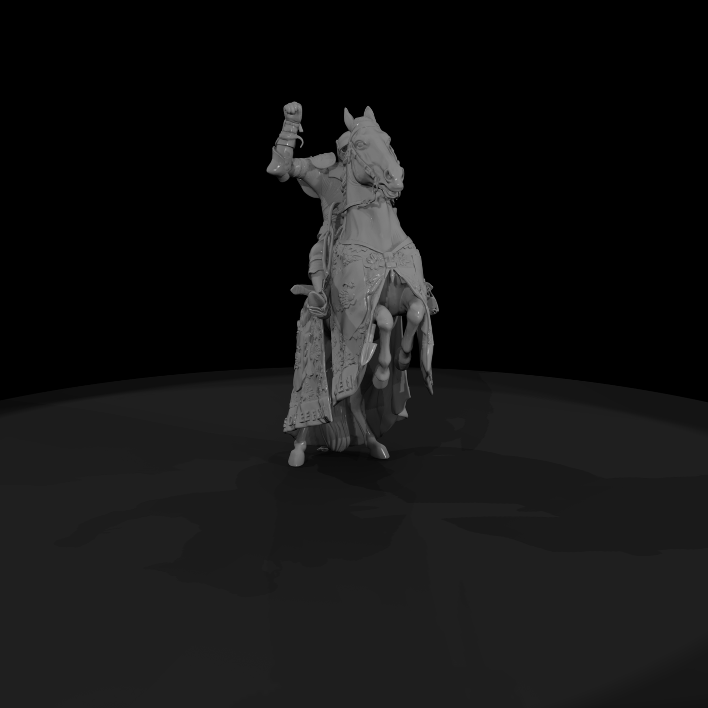 Mounted medieval knight on rearing horse