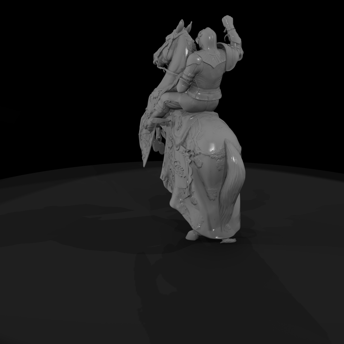 Mounted medieval knight on rearing horse