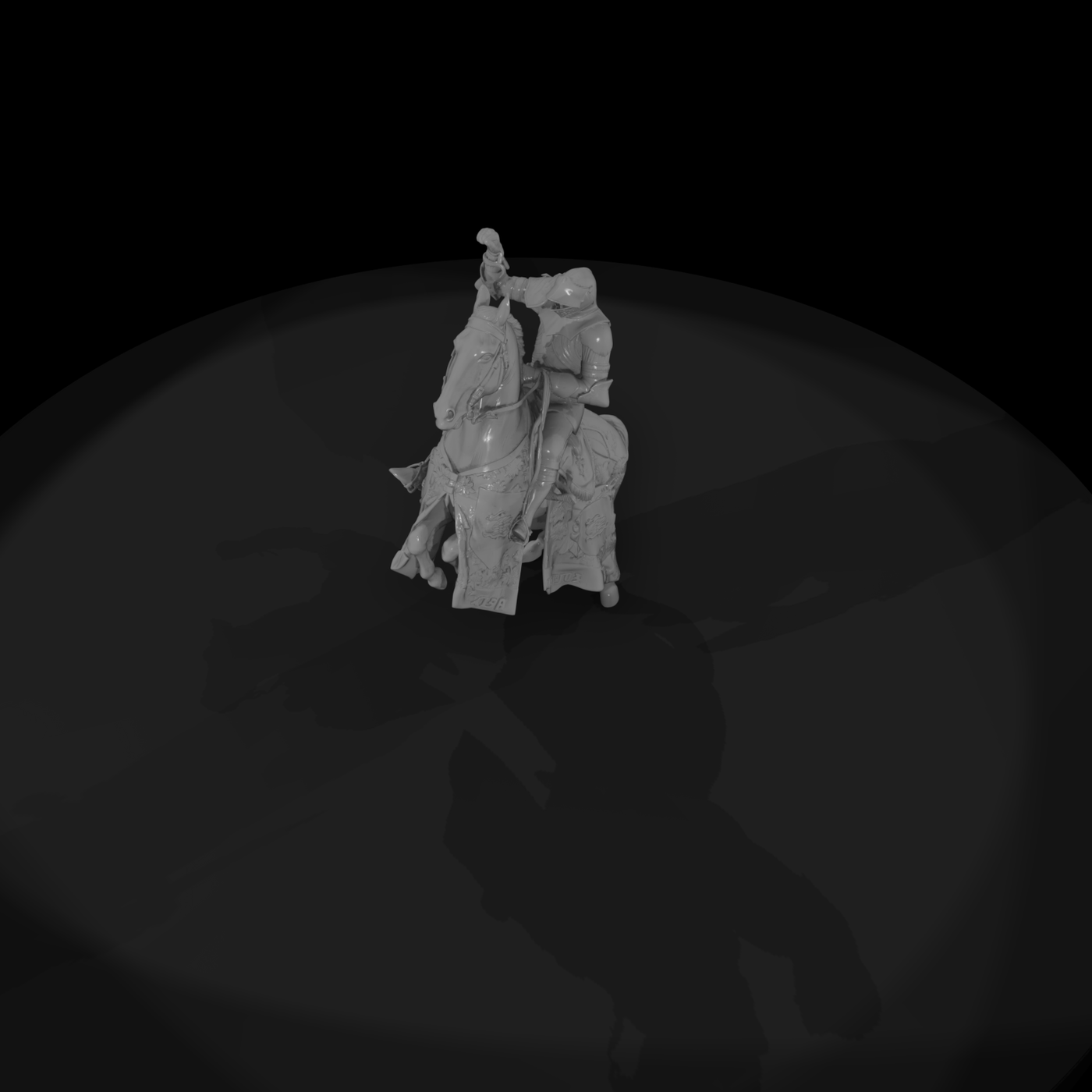 Mounted medieval knight on rearing horse