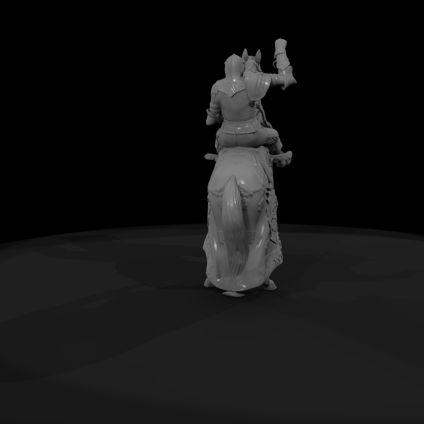Mounted medieval knight on rearing horse