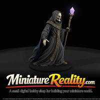 Hooded Skeleton Mage miniature, three-quarter view — thumbnail 1