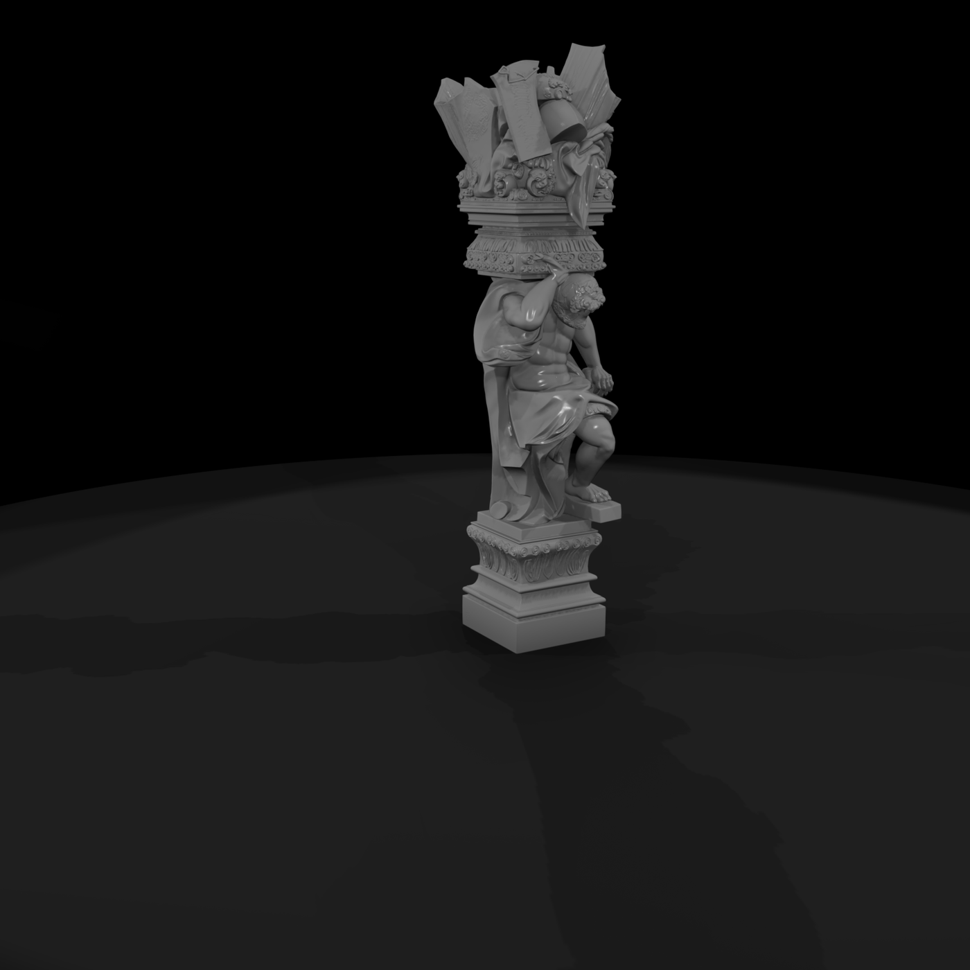Neoclassical Caryatid Atlas Statue for Dioramas and Layouts