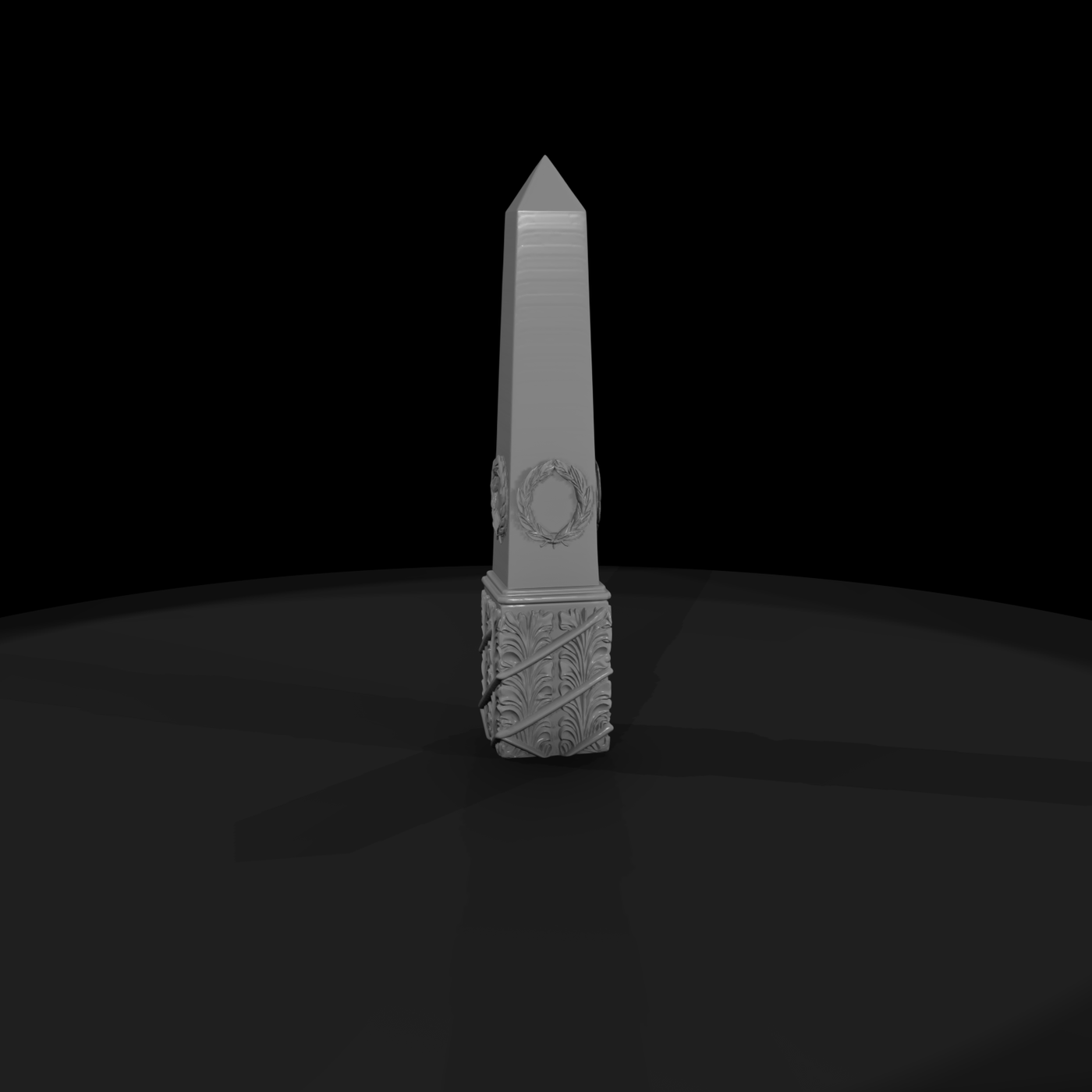 Neoclassical Obelisk with Wreaths and Acanthus Base