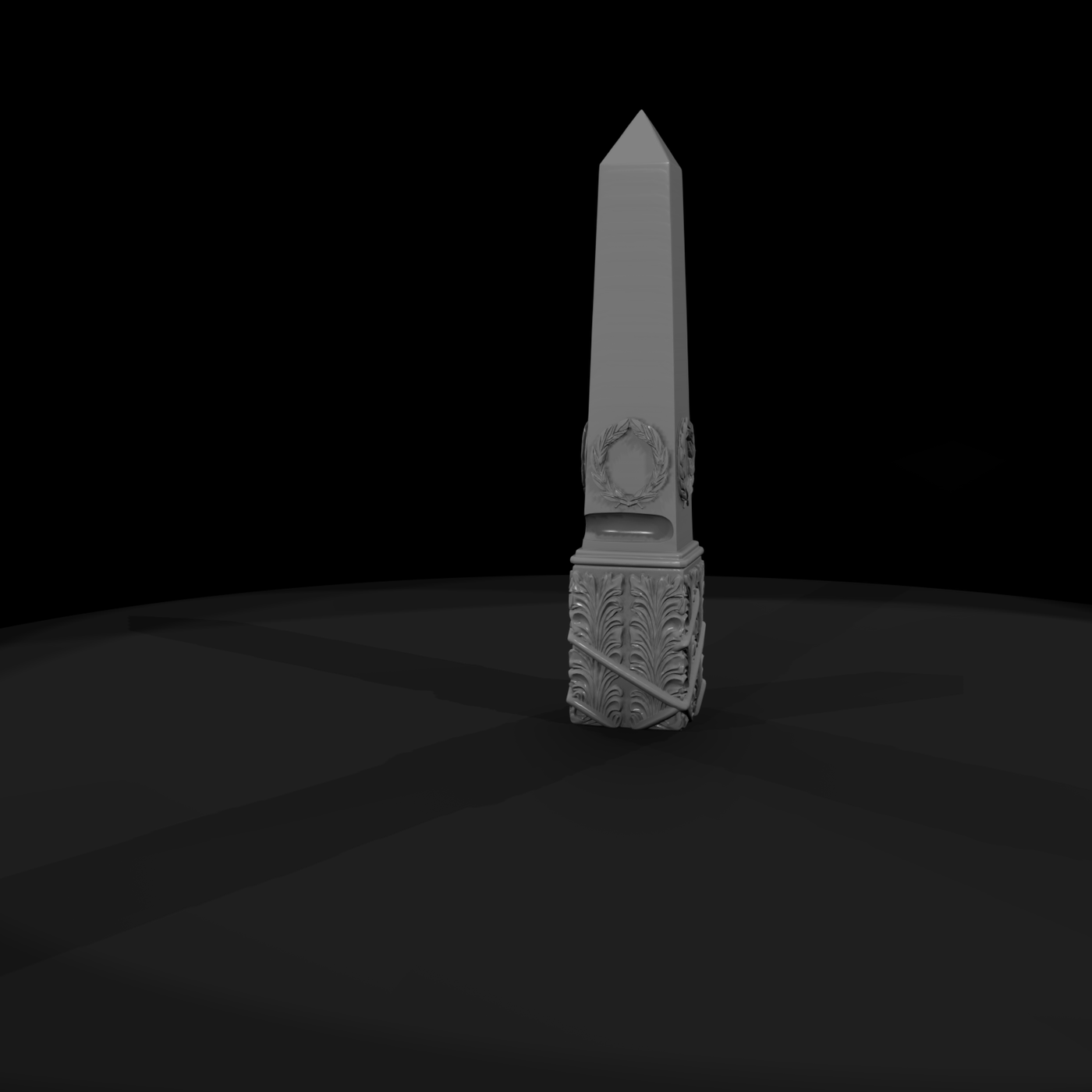 Neoclassical Obelisk with Wreaths and Acanthus Base