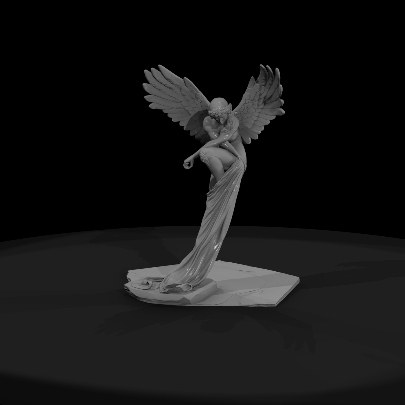 Neoclassical Winged Angel Statue for Diorama