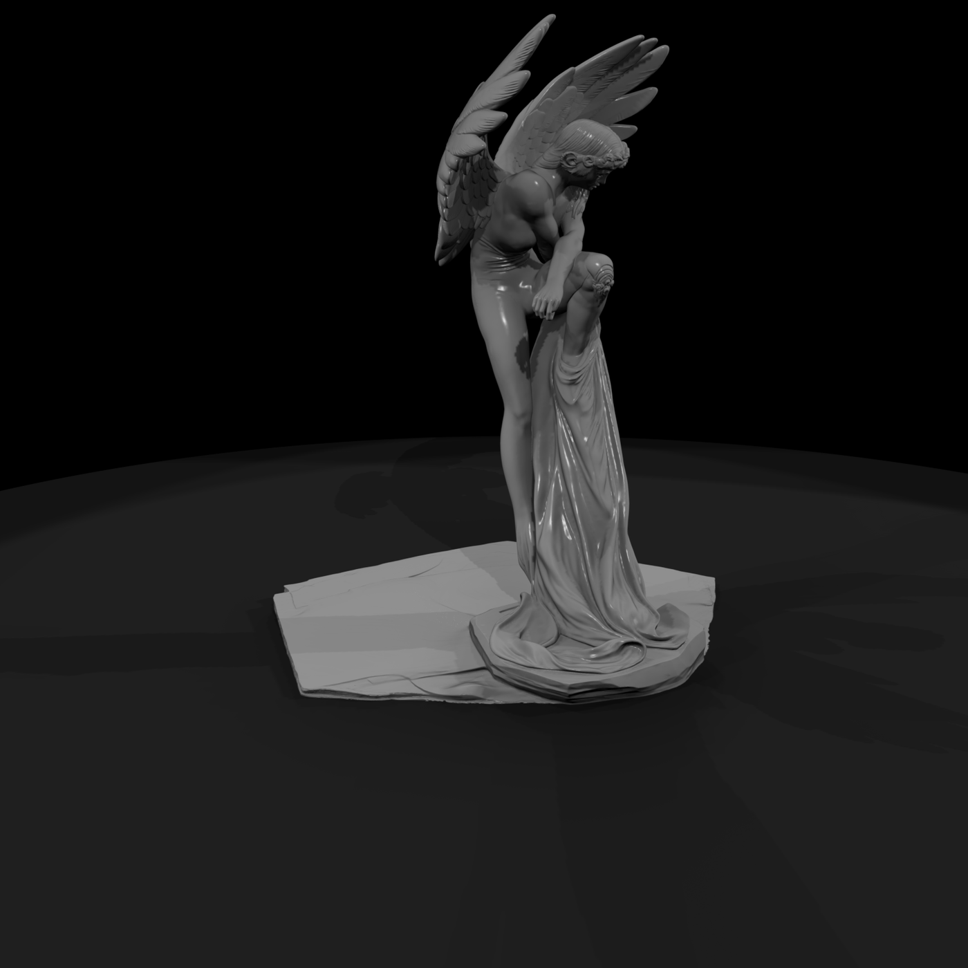 Neoclassical Winged Angel Statue for Diorama