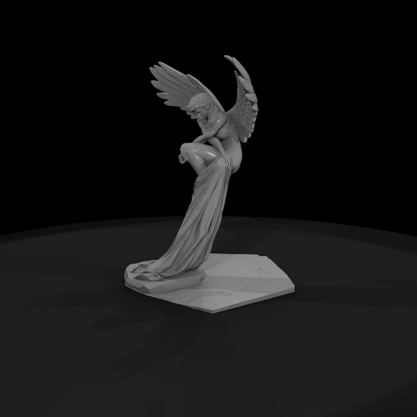 Neoclassical Winged Angel Statue for Diorama