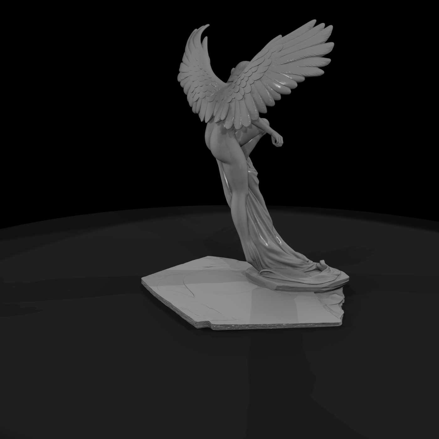 Neoclassical Winged Angel Statue for Diorama