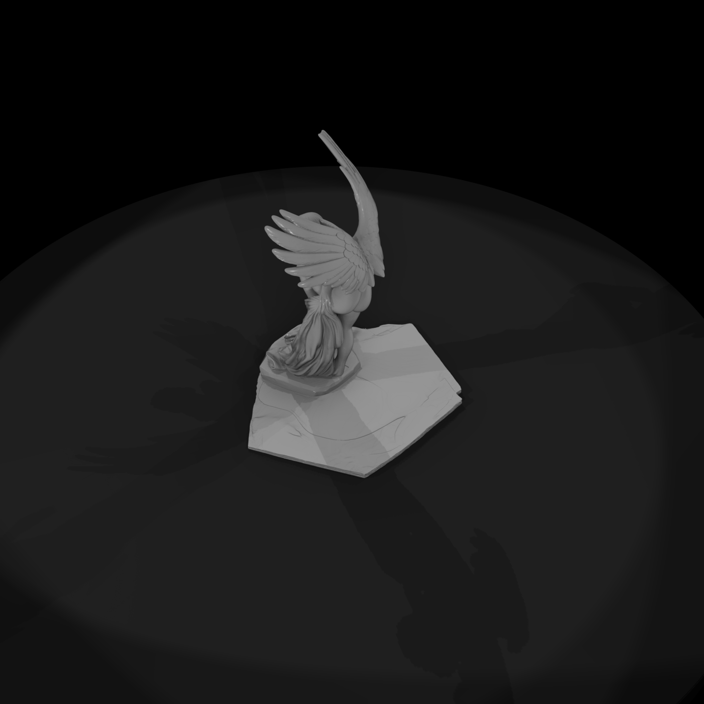 Neoclassical Winged Angel Statue for Diorama