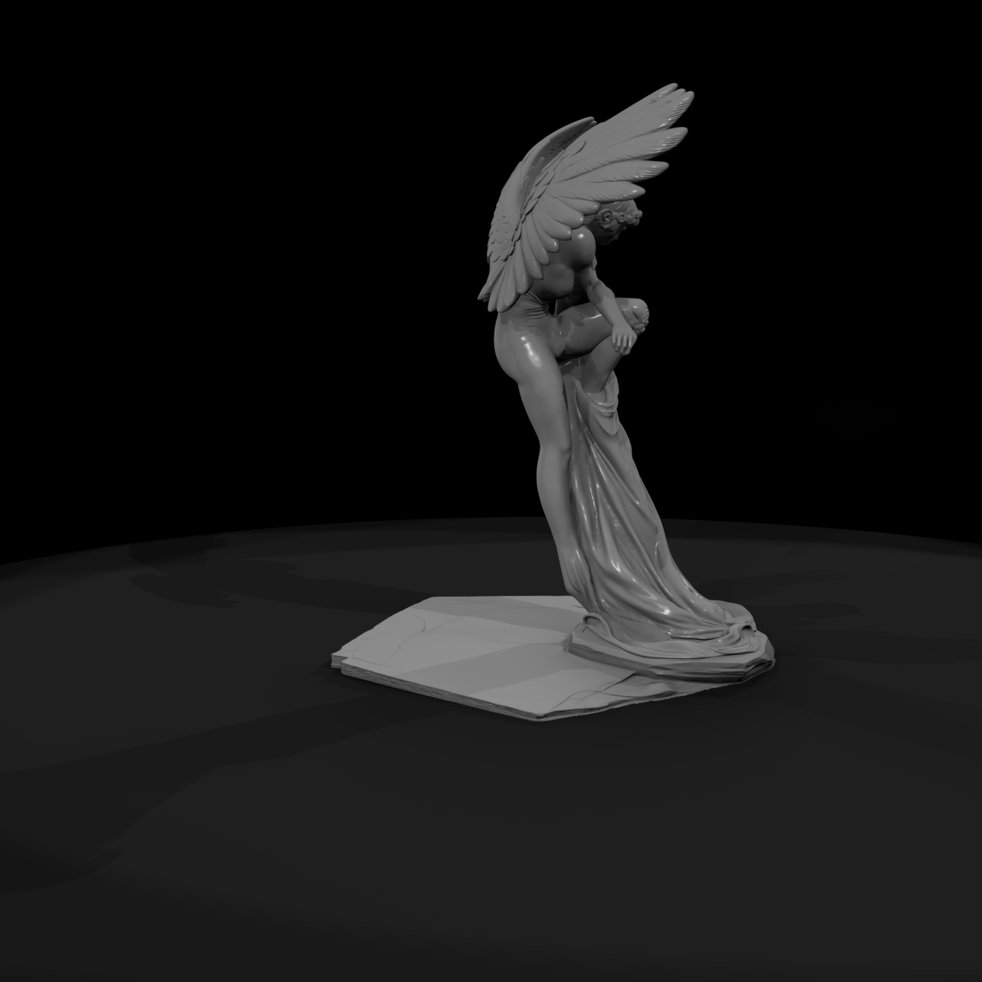 Neoclassical Winged Angel Statue for Diorama
