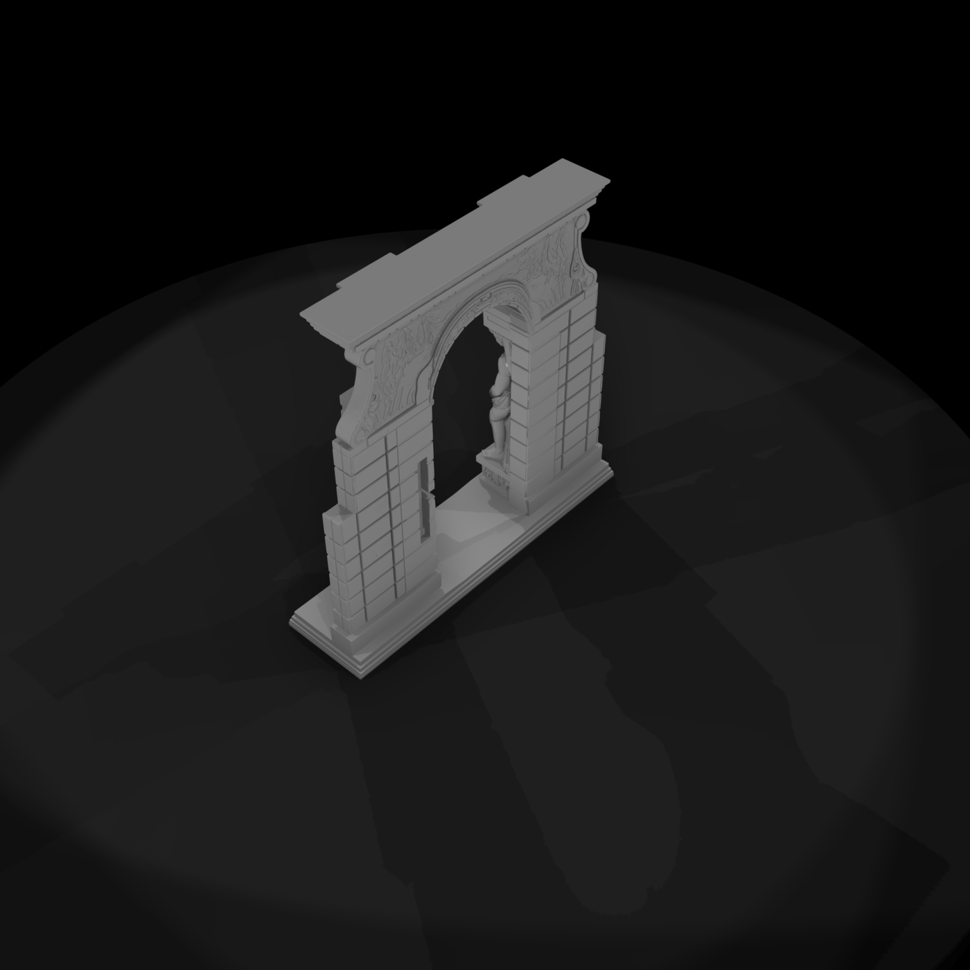 Neoclassical carved stone archway with atlantes — di