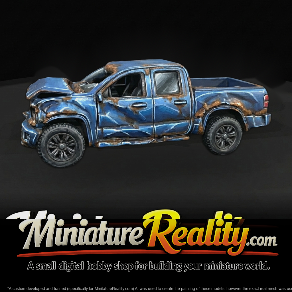 off-road pickup truck (2010s–2020s) — totaled, severe damage