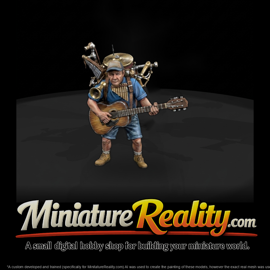 One‑man‑band street musician figure for dioramas