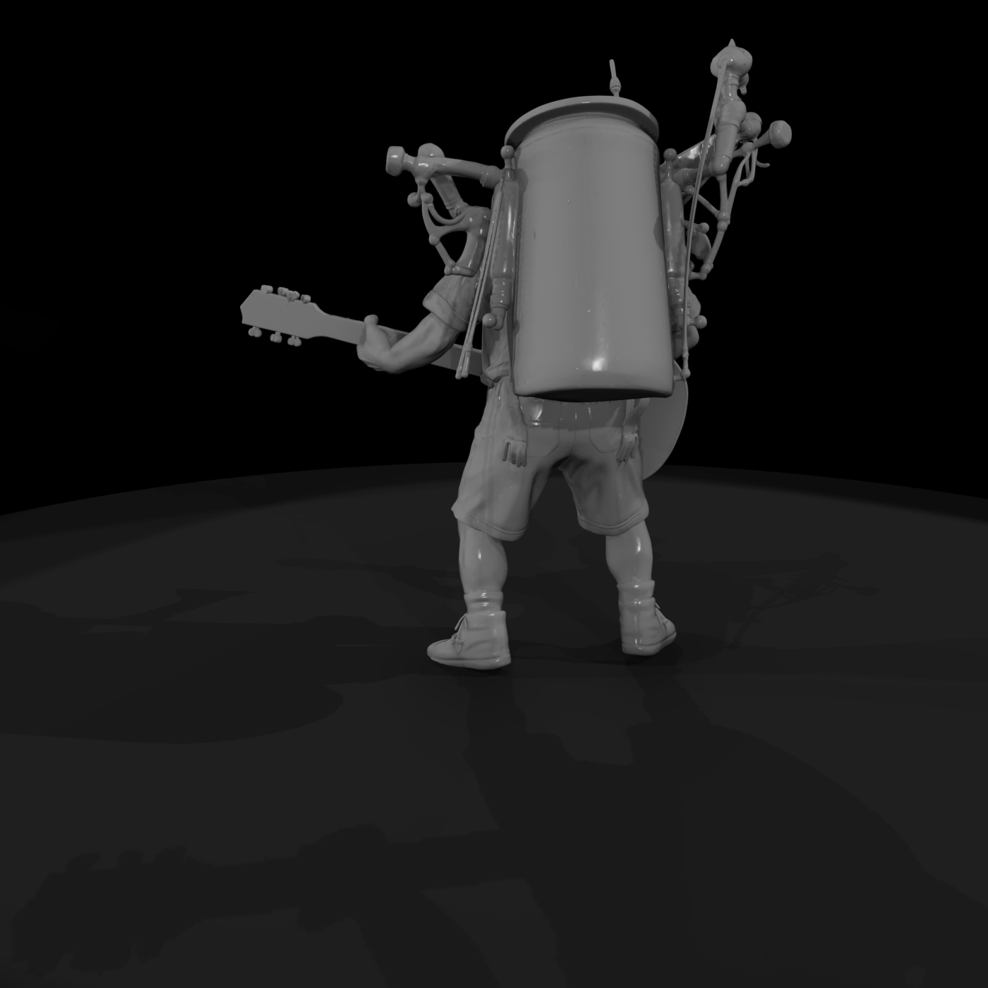 One‑man‑band street musician figure for dioramas