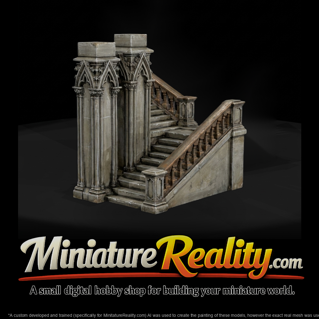 Ornate Gothic Staircase Section for Dioramas