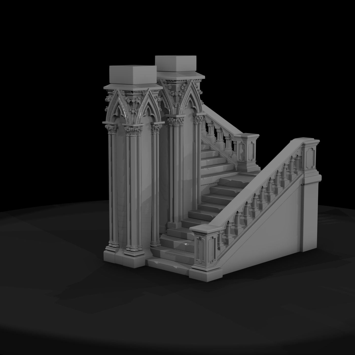 Ornate Gothic Staircase Section for Dioramas
