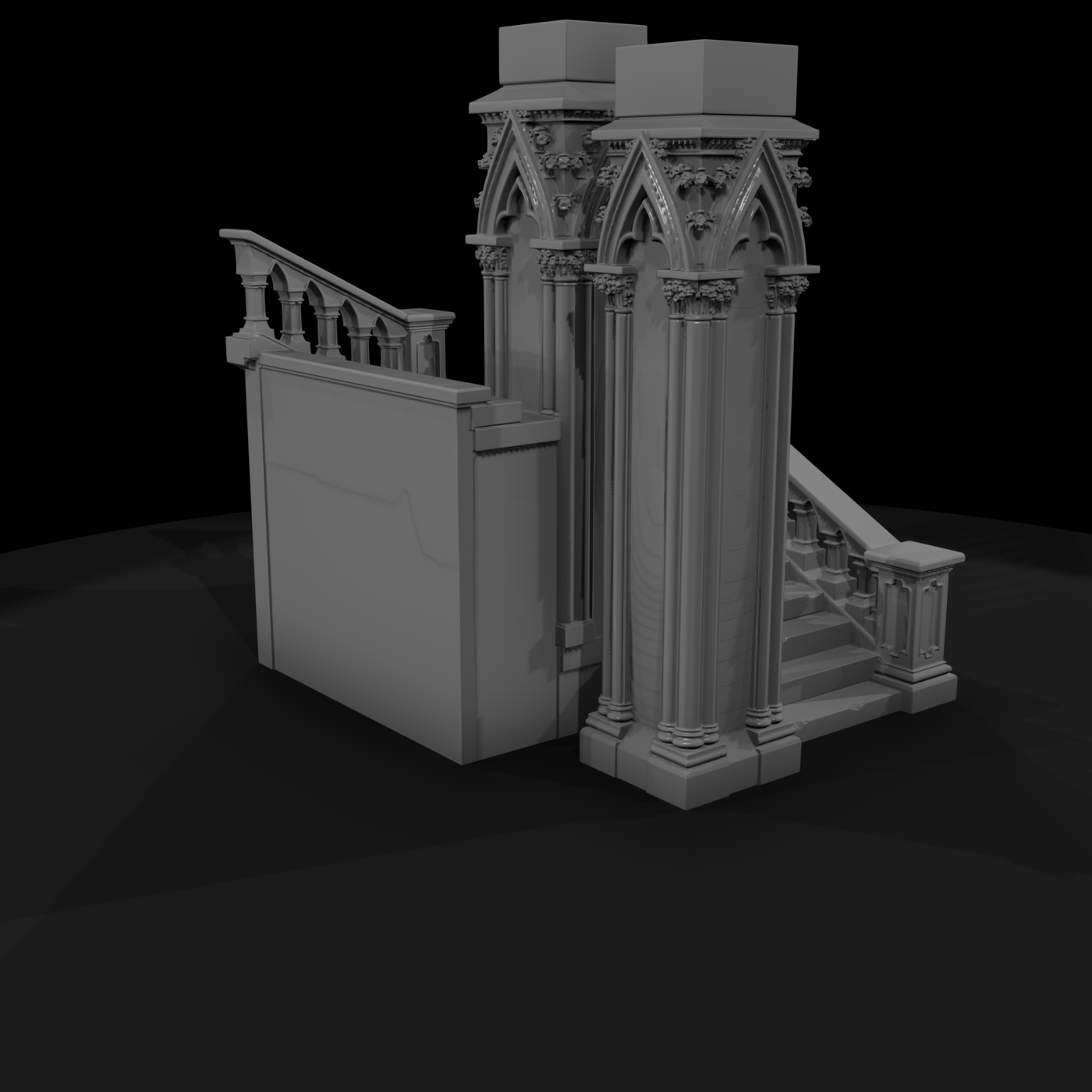 Ornate Gothic Staircase Section for Dioramas