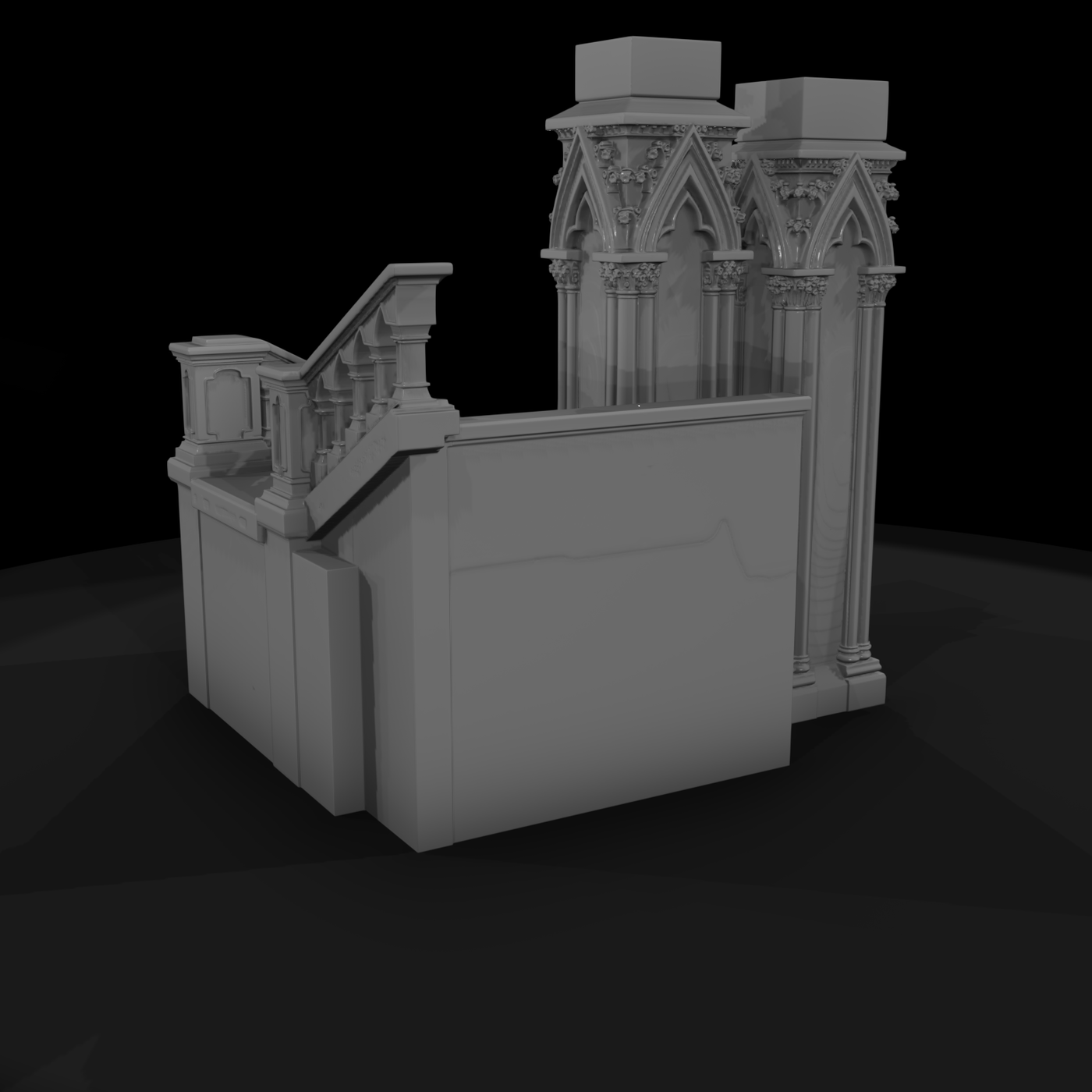 Ornate Gothic Staircase Section for Dioramas