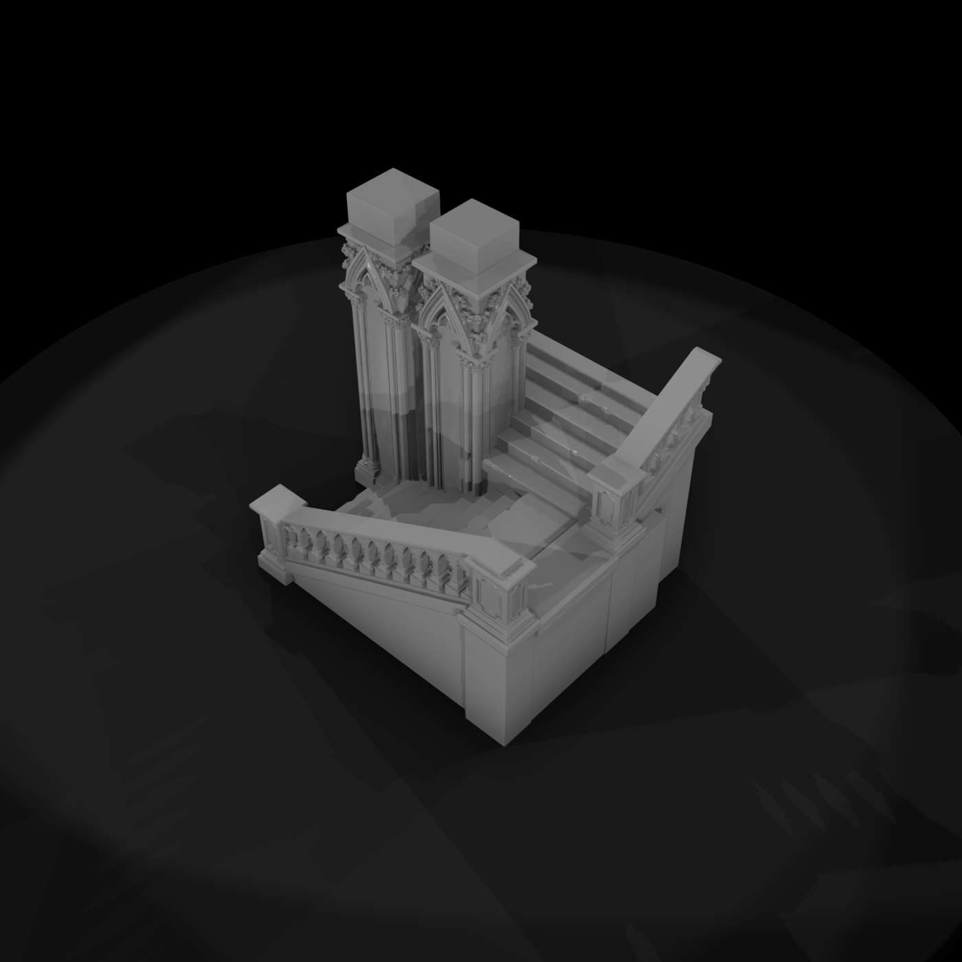 Ornate Gothic Staircase Section for Dioramas