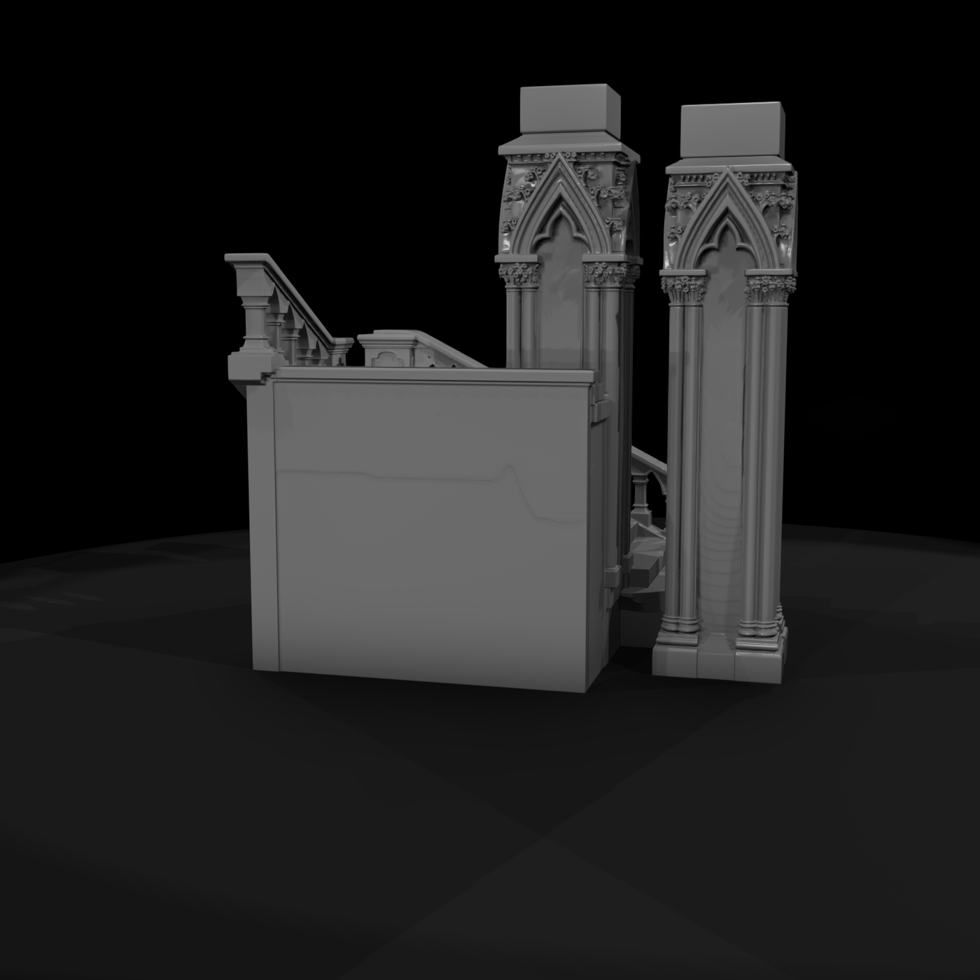 Ornate Gothic Staircase Section for Dioramas
