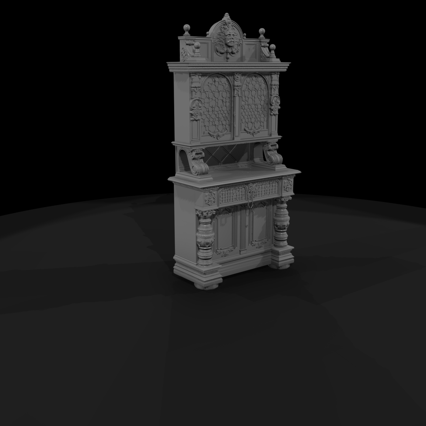 Ornate Neo‑Renaissance Display Cabinet for Dioramas (HO)