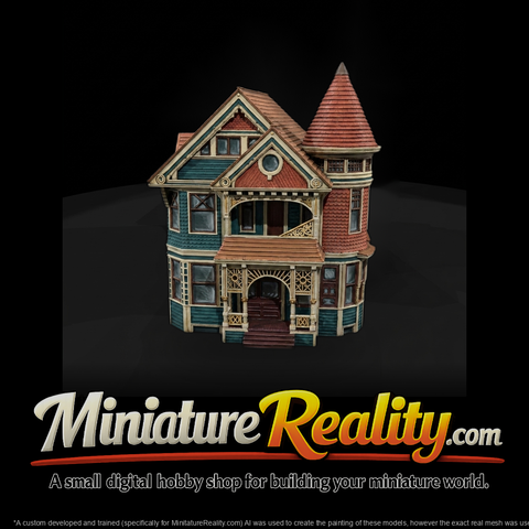 Ornate Queen Anne Victorian House for Dioramas HO 1:87