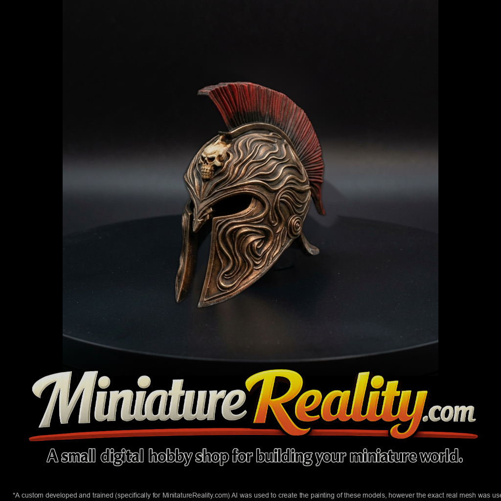 Ornate Spartan Skull Crest Helmet — for miniatu
