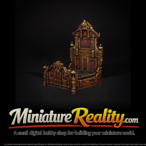Ornate Victorian Baroque Bed for Dioramas
