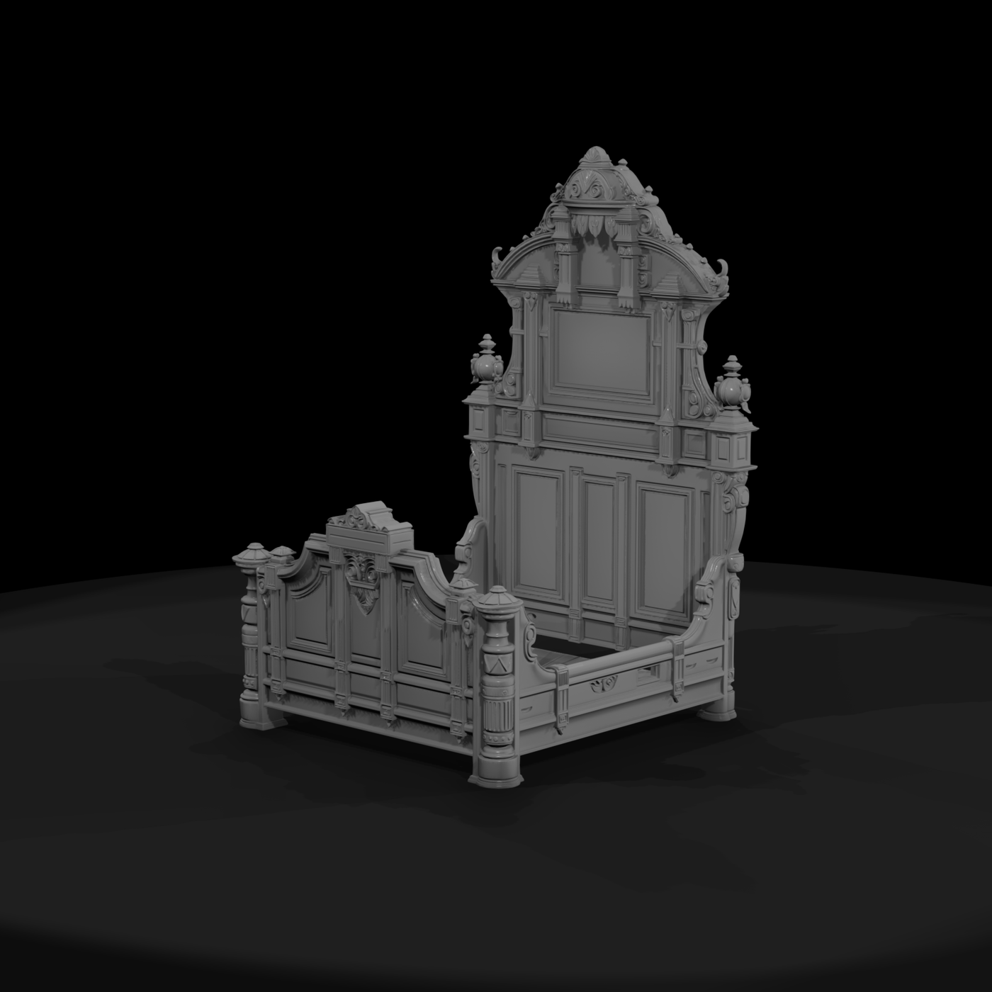 Ornate Victorian Baroque Bed for Dioramas