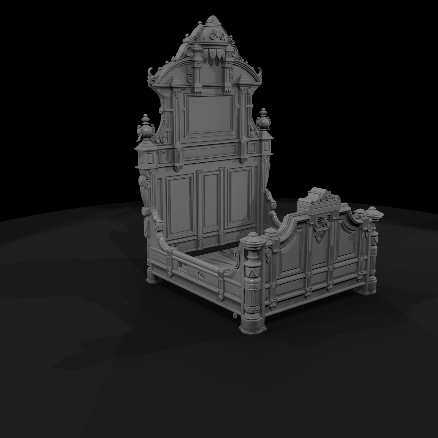 Ornate Victorian Baroque Bed for Dioramas