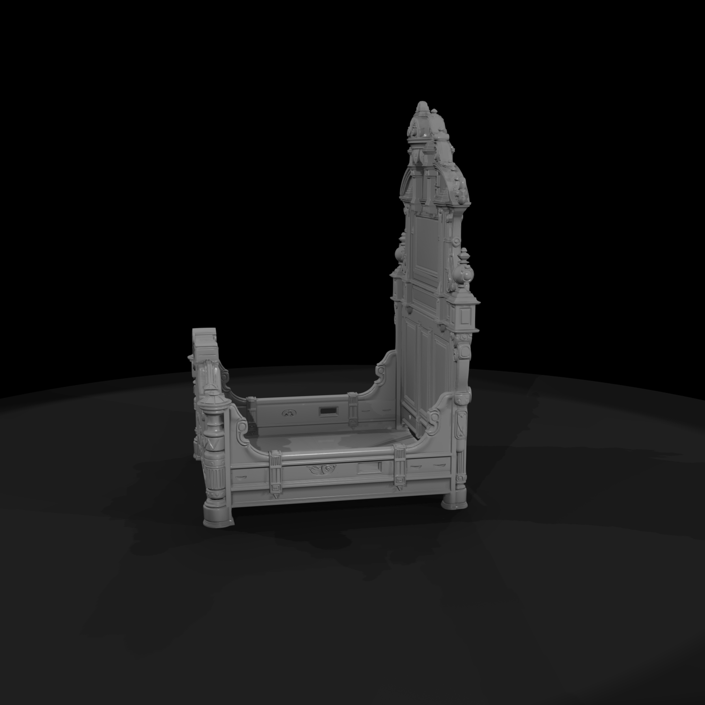 Ornate Victorian Baroque Bed for Dioramas