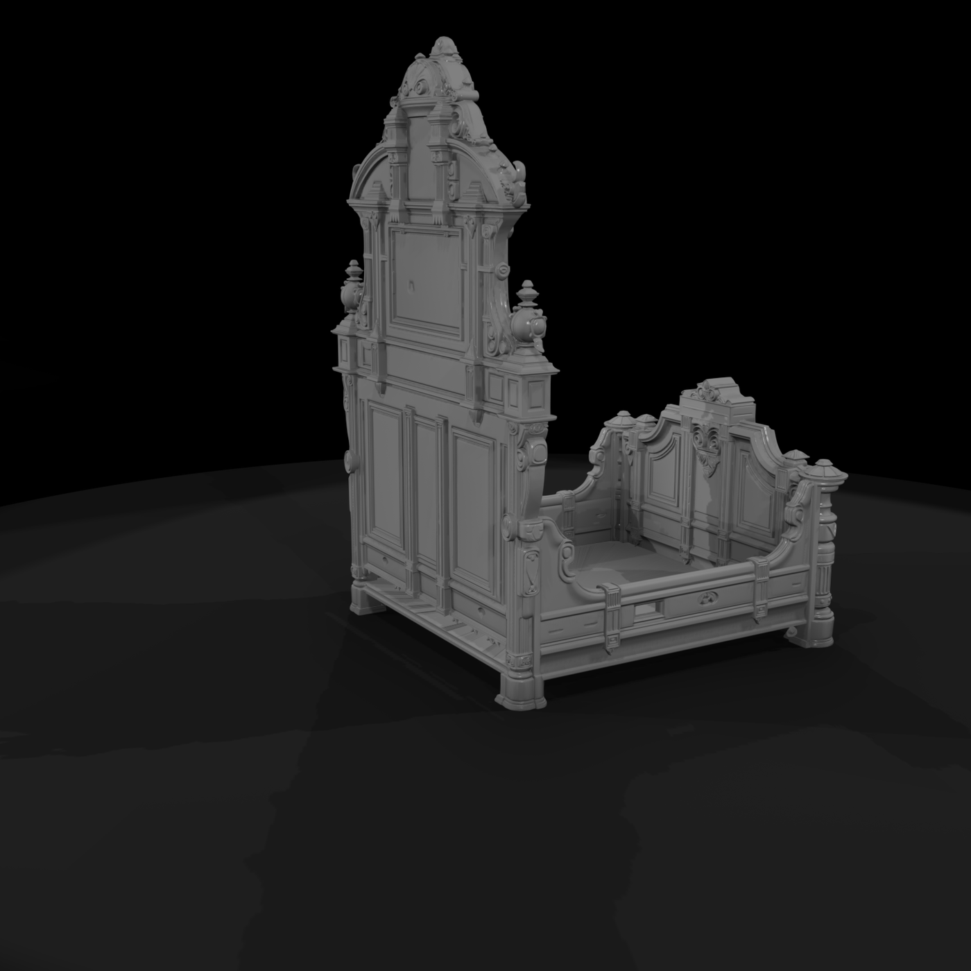 Ornate Victorian Baroque Bed for Dioramas