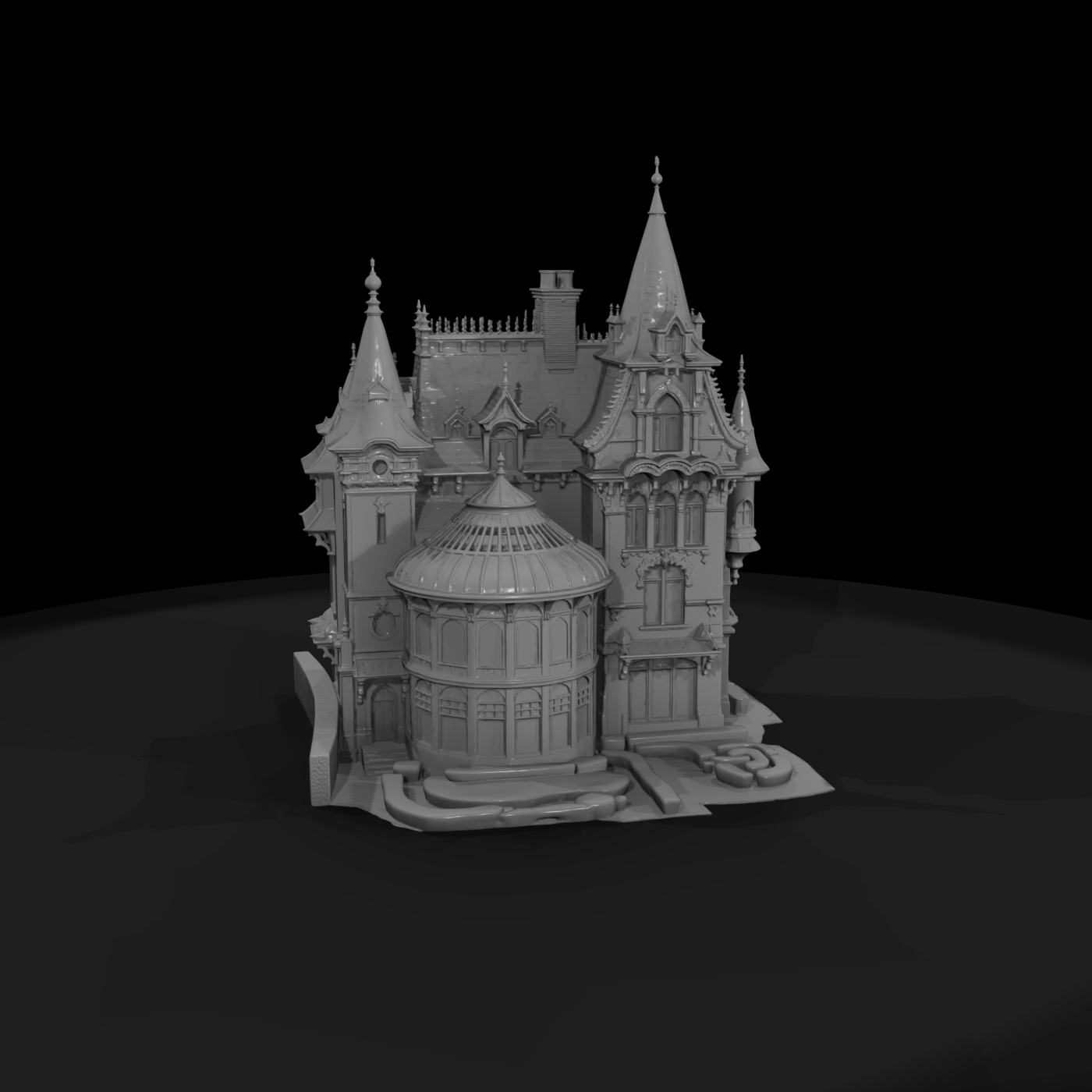 Ornate Victorian Mansion with Turrets — Diorama Buildin